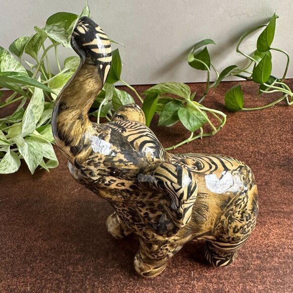 Le Vie Ceramic Elephant Figurine Animal Print Y2K - Picture 9 of 12